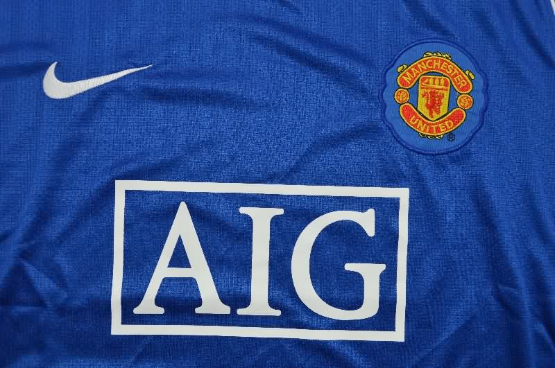 AAA Quality Manchester United 2007/08 Goalkeeper Blue LS Retro Soccer Jersey