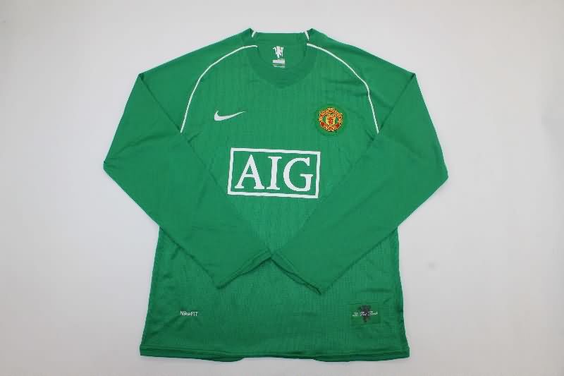 AAA Quality Manchester United 2007/08 Goalkeeper Green Long Retro Soccer Jersey
