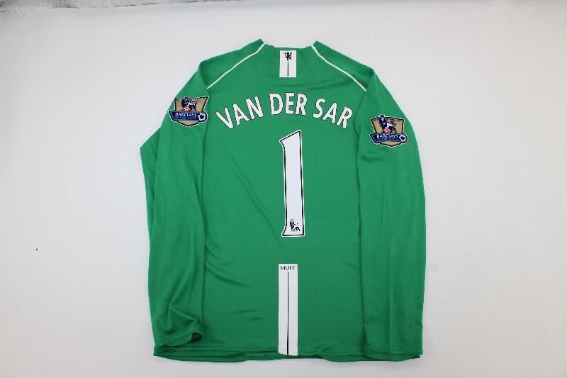 AAA Quality Manchester United 2007/08 Goalkeeper Green Long Retro Soccer Jersey