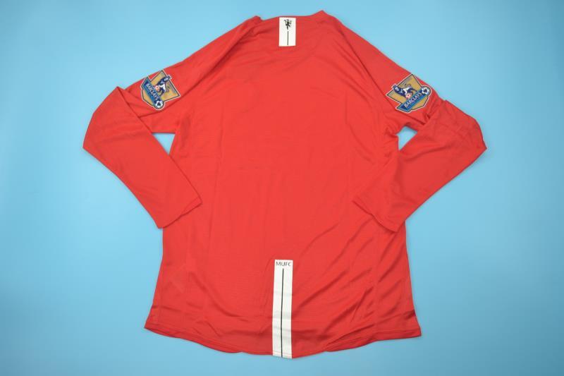 Manchester United Soccer Jersey Home L/S Retro Replica 2007/09