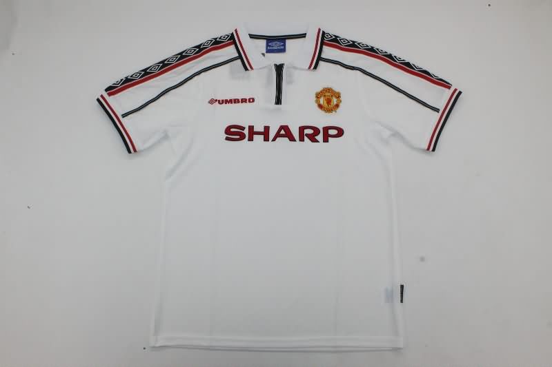 Manchester United Soccer Jersey White Retro Replica 1998/99
