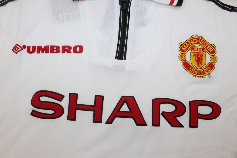 Manchester United Soccer Jersey White Retro Replica 1998/99