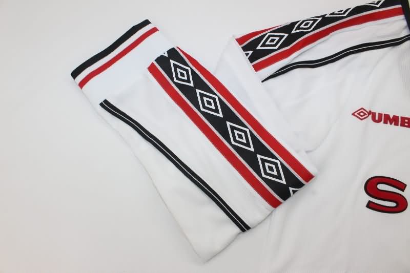 Manchester United Soccer Jersey White Long Sleeve Retro Replica 1998/99