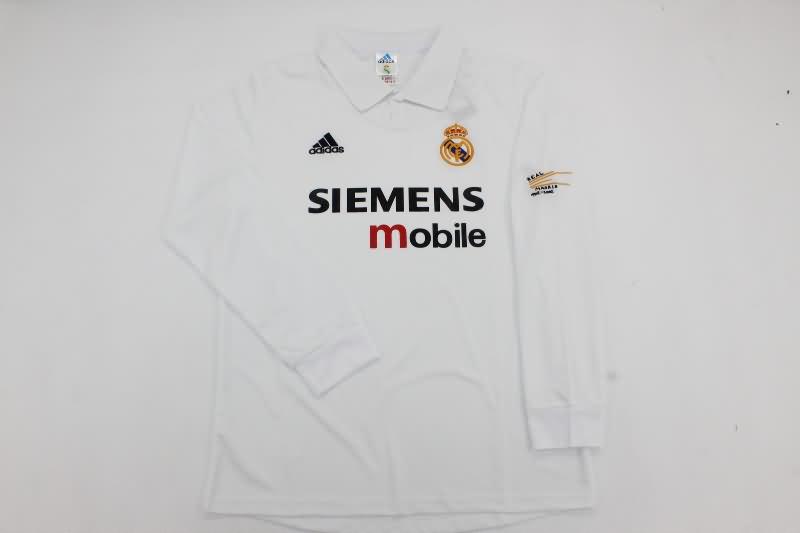 Real Madrid Soccer Jersey Home Long Sleeve Retro Replica 2002/03