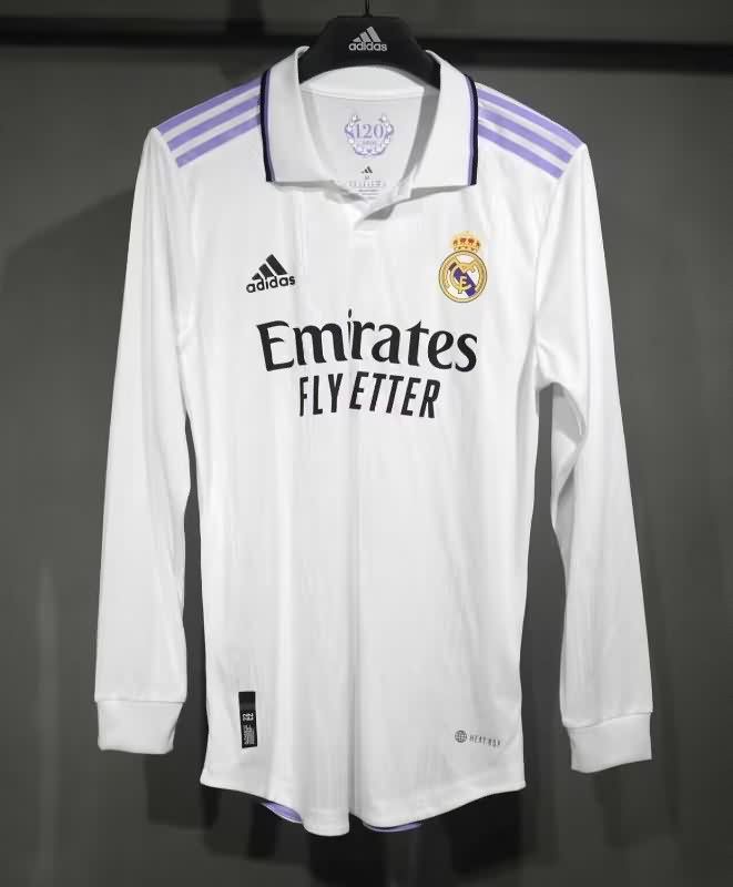AAA Quality Real Madrid 2022/23 Home Long Sleeve Soccer Jersey (Player)