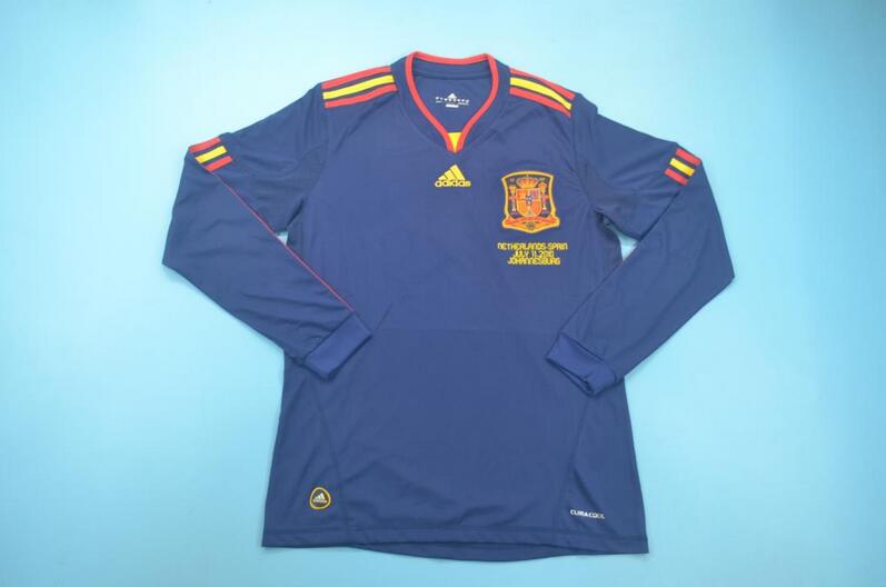 Spain Soccer Jersey Final Away Long Retro Replica 2010