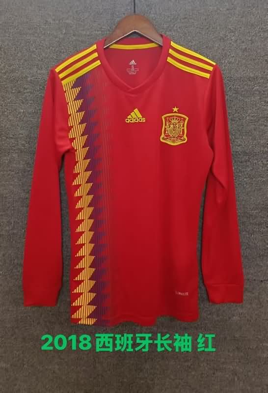 AAA Quality Spain 2018 Home Long Sleeve Retro Soccer Jersey