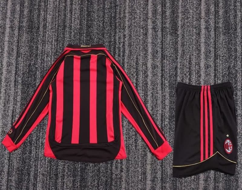 Kids AC Milan 2006/07 Home Long Sleeve Soccer Jersey And Shorts