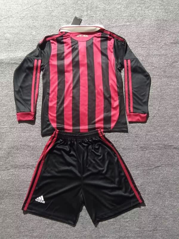 Kids AC Milan 2009/10 Home Long Sleeve Soccer Jersey And Shorts
