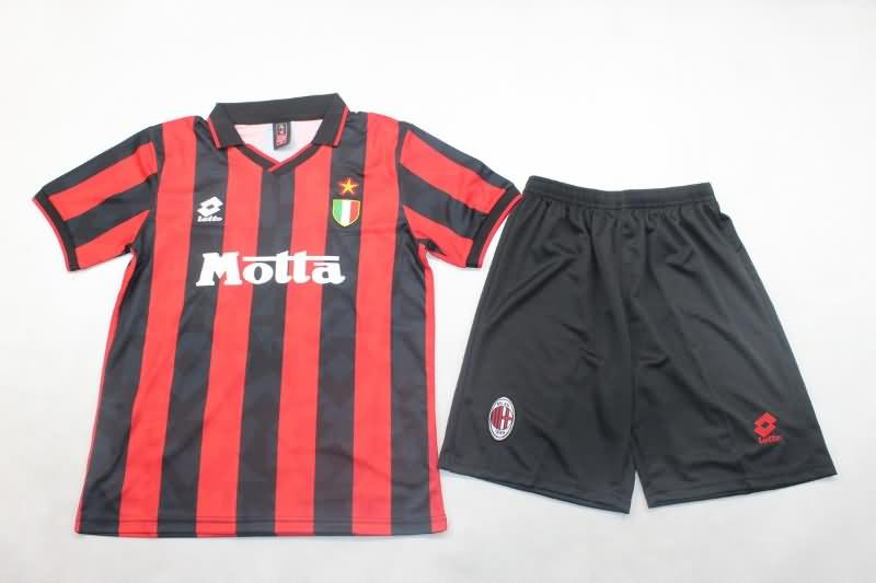 Kids AC Milan 1993/94 Home Soccer Jersey And Shorts Kids AC Milan 1993/94 Home Soccer Jersey And Shorts