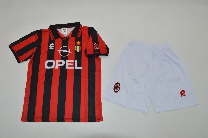 Kids AC Milan 1996/97 Home Soccer Jersey And Shorts Kids AC Milan 1996/97 Home Soccer Jersey And Shorts