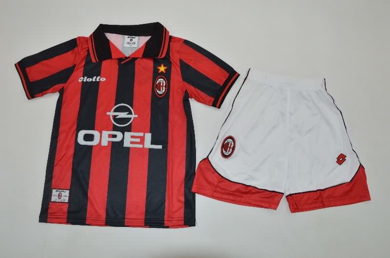 Kids AC Milan 1997/98 Home Soccer Jersey And Shorts Kids AC Milan 1997/98 Home Soccer Jersey And Shorts