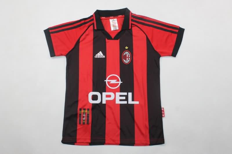 Kids AC Milan 1998/00 Home Soccer Jersey And Shorts