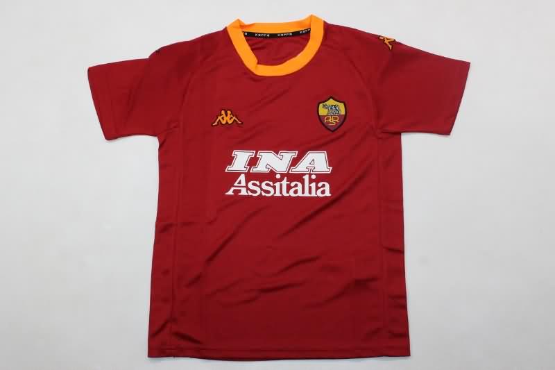 Kids AS Roma 2000/01 Home Soccer Jersey And Shorts