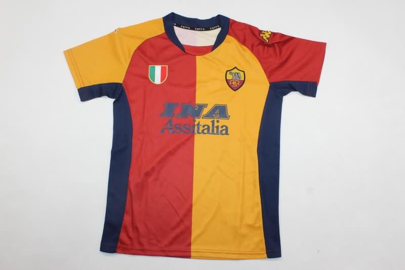 Kids AS Roma 2001/02 Home Soccer Jersey And Shorts