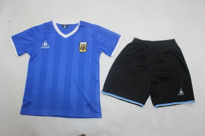 Kids Argentina 1986 Away Soccer Jersey And Shorts