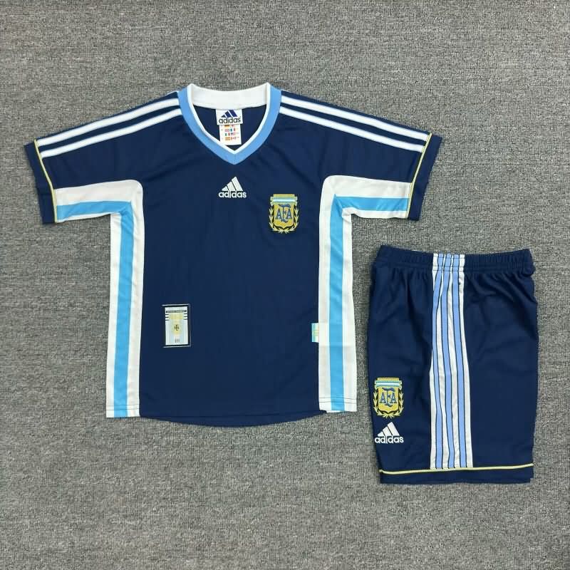 Kids Argentina 1998 Away Soccer Jersey And Shorts