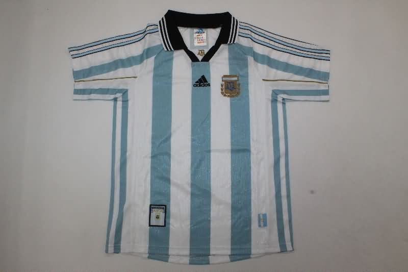 Kids Argentina 1998 Home Soccer Jersey And Shorts