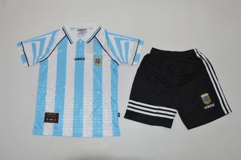Kids Argentina 1996/97 Home Soccer Jersey And Shorts