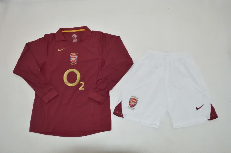 Kids Arsenal 2005/06 Home Long Sleeve Soccer Jersey And Shorts