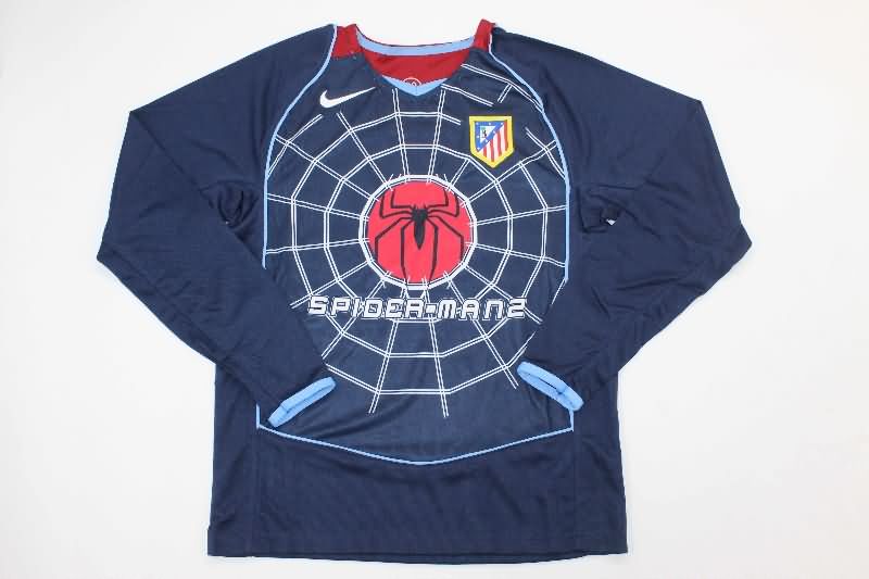 Kids Atletico Madrid 2004/05 Away Long Sleeve Soccer Jersey And Shorts