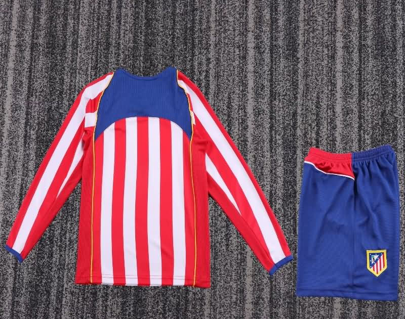 Kids Atletico Madrid 2004/05 Home Long Sleeve Soccer Jersey And Shorts