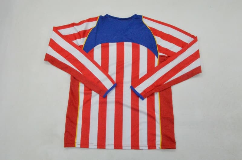Kids Atletico Madrid 2004/05 Home Long Sleeve Soccer Jersey And Shorts