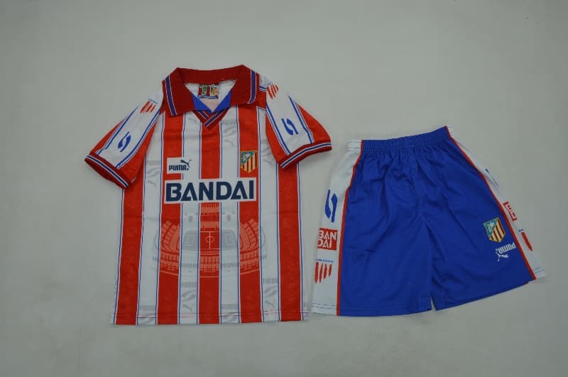 Kids Atletico Madrid 1996/97 Home Soccer Jersey And Shorts