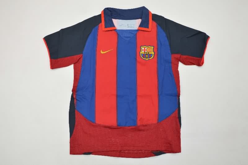 Kids Barcelona 2003/04 Home Soccer Jersey And Shorts