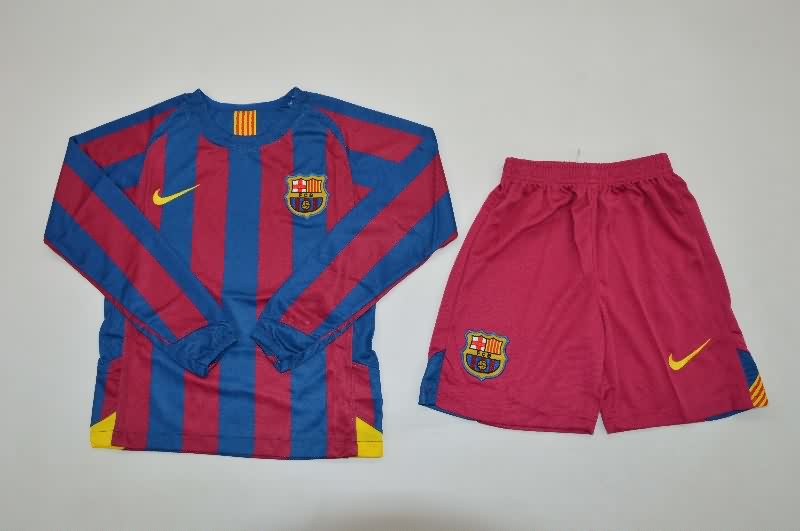 Kids Barcelona 2005/06 Home Long Sleeve Soccer Jersey And Shorts Kids Barcelona 2005/06 Home Long Sleeve Soccer Jersey And Shorts