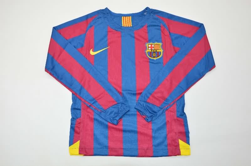 Kids Barcelona 2005/06 Home Long Sleeve Soccer Jersey And Shorts