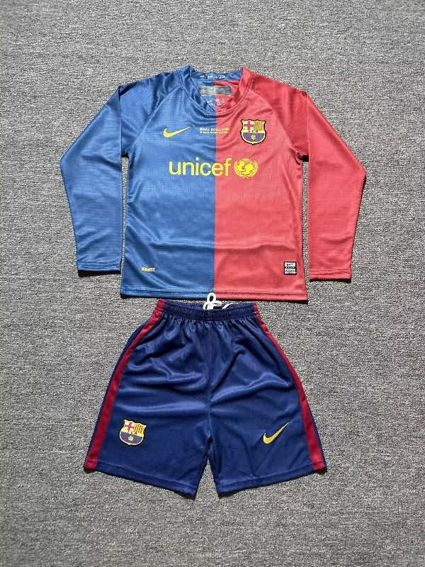 Kids Barcelona 2008/09 Home Long Sleeve Soccer Jersey And Shorts Kids Barcelona 2008/09 Home Long Sleeve Soccer Jersey And Shorts
