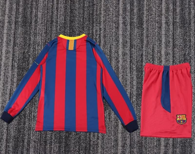 Kids Barcelona 2010/11 Home Long Sleeve Soccer Jersey And Shorts