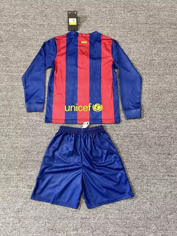 Kids Barcelona 2014/15 Home Long Sleeve Soccer Jersey And Shorts