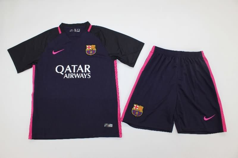 Kids Barcelona 2016/17 Away Soccer Jersey And Shorts