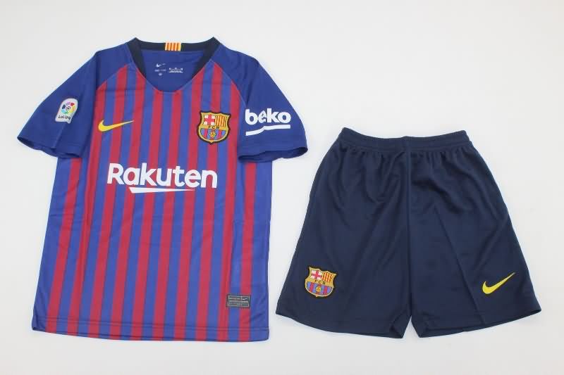 Kids Barcelona 2018/19 Home Soccer Jersey And Shorts