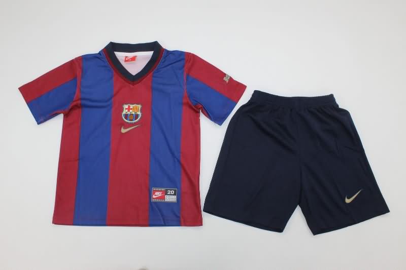 Kids Barcelona 1998/99 Home Soccer Jersey And Shorts Kids Barcelona 1998/99 Home Soccer Jersey And Shorts