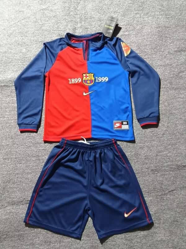 Kids Barcelona 1999/00 Home Long Sleeve Soccer Jersey And Shorts Kids Barcelona 1999/00 Home Long Sleeve Soccer Jersey And Shorts