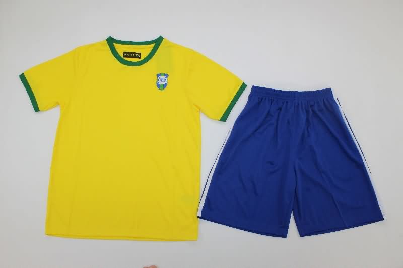 Kids Brazil 1970 Home Soccer Jersey And Shorts