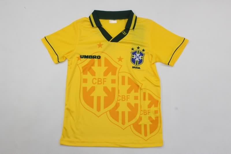 Kids Brazil 1994 Home Soccer Jersey And Shorts
