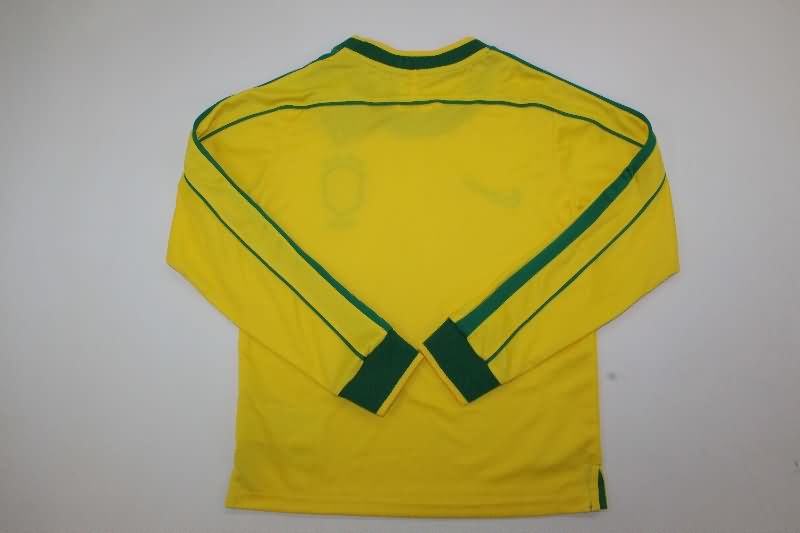 Kids Brazil 1998 Home Long Sleeve Soccer Jersey And Shorts