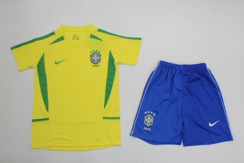 Kids Brazil 2002 Home Soccer Jersey And Shorts Kids Brazil 2002 Home Soccer Jersey And Shorts