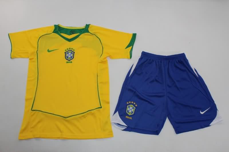 Kids Brazil 2004 Home Soccer Jersey And Shorts Kids Brazil 2004 Home Soccer Jersey And Shorts