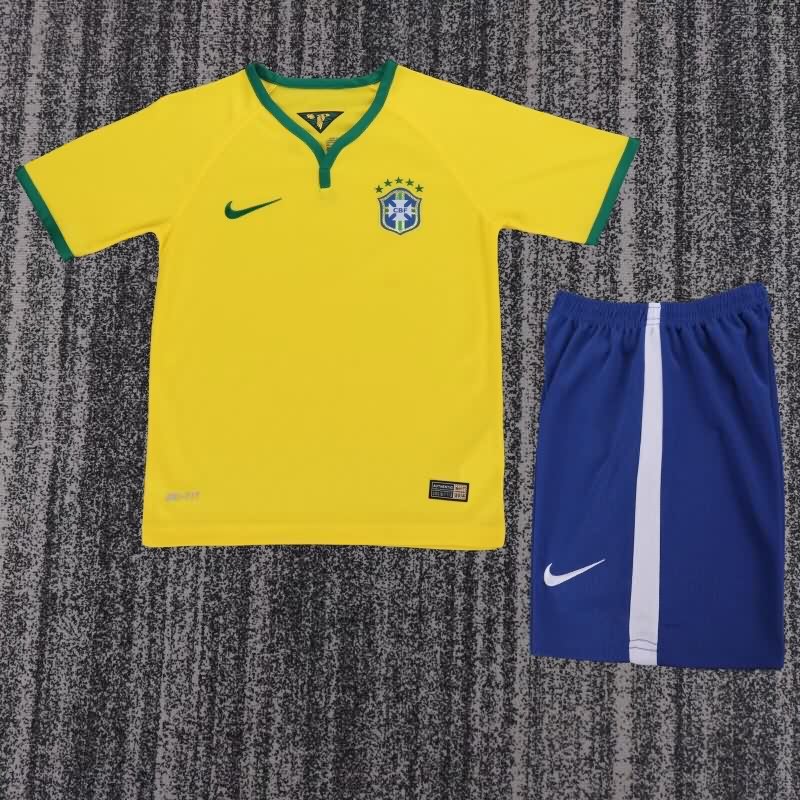 Kids Brazil 2014 Home Soccer Jersey And Shorts