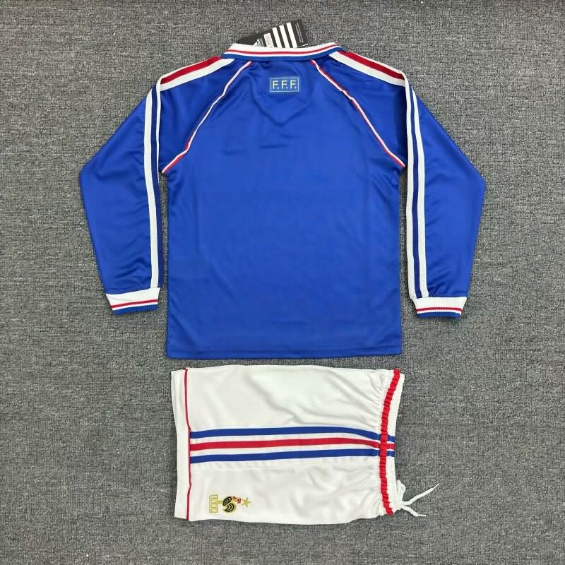 Kids France 1998 Home Long Sleeve Soccer Jersey And Shorts