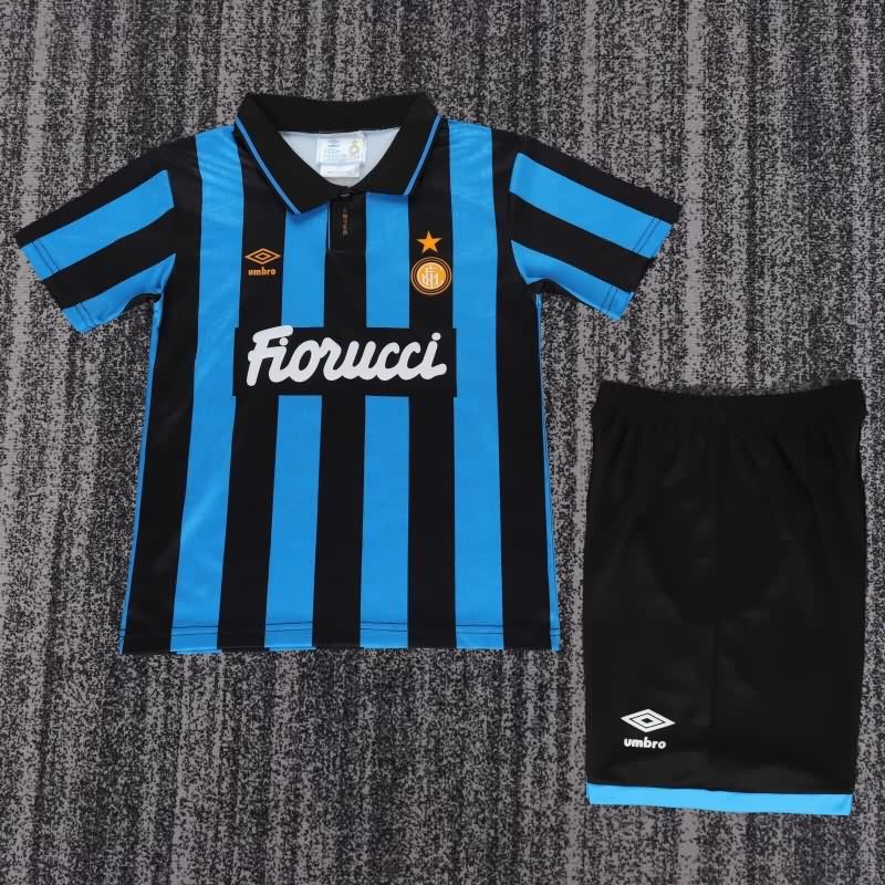 Kids Inter Milan 1992/94 Home Soccer Jersey And Shorts