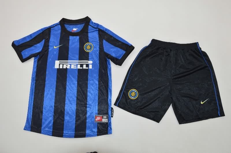 Kids Inter Milan 1999/00 Home Soccer Jersey And Shorts