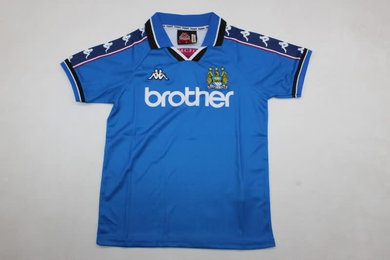Kids Manchester City 1997/98 Home Soccer Jersey And Shorts