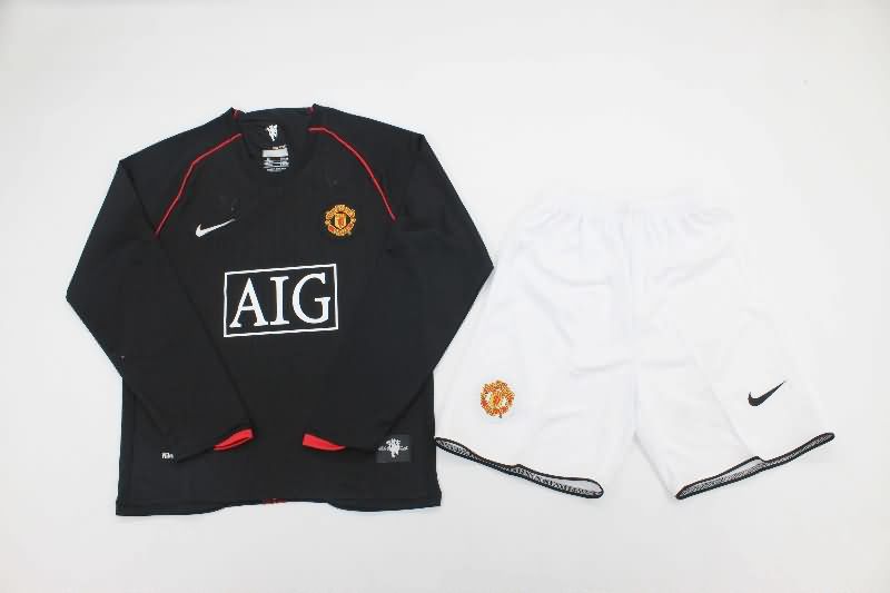 Kids Manchester United 2007/08 Away Long Sleeve Soccer Jersey And Shorts