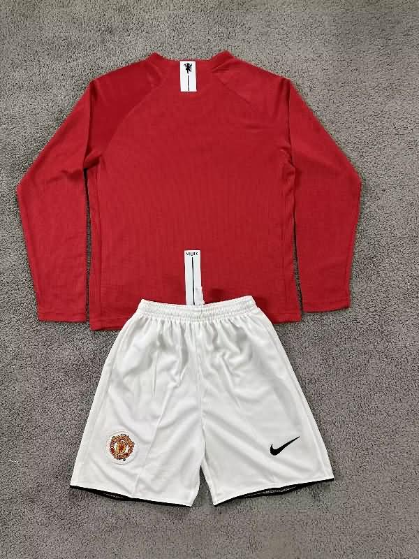Kids Manchester United 2007/08 Home Final Long Soccer Jersey And Shorts